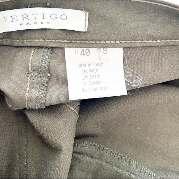 Vertigo Paris Made in France Green Nylon Blend Stretch Trouser Pants Size US 8 - Picture 9 of 9